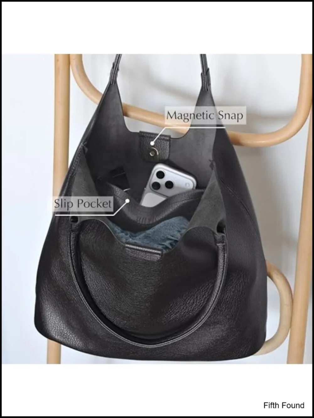 Vegan Leather Tote Hobo Bag for Women Magnetic Snap Closure